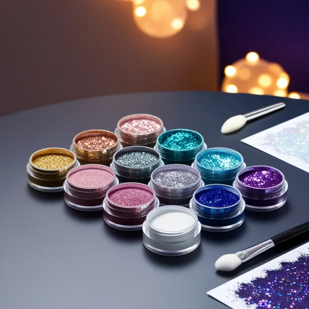 A colorful selection of cosmetic-use body-art glitter